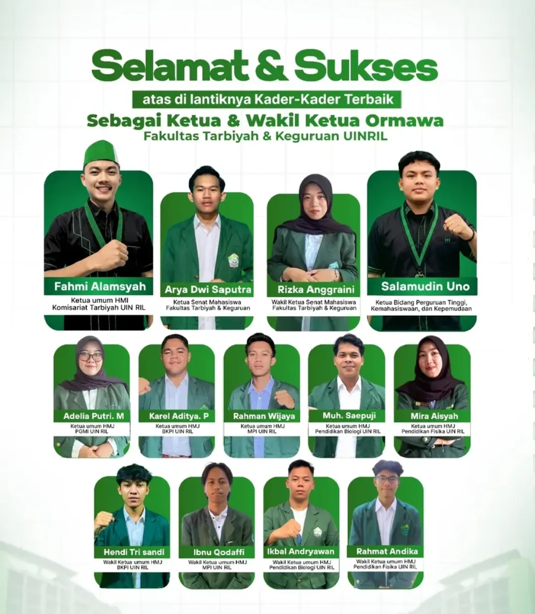 Kader HMI Komisariat Tarbiyah UIN RIL Dilantik Pimpin Ormawa FTK